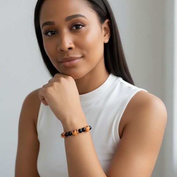 Skull Beaded Stretchable Bracelets - Picture 2 of 4